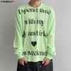 INCERUN Men Round Neck Long Sleeve Letter Print Casual Loose T-shirts Tops