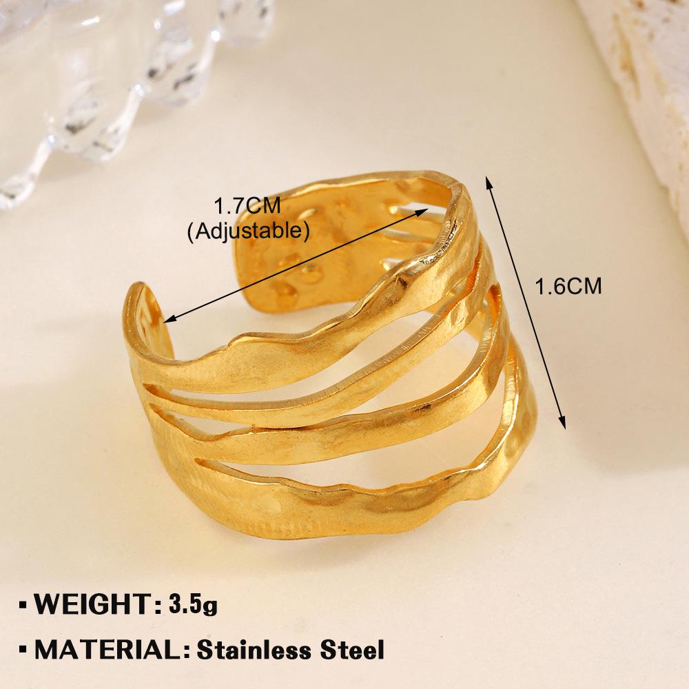 European & American Fashion Stainless Steel Heart-Shaped Geometric Ring - French Retro Style