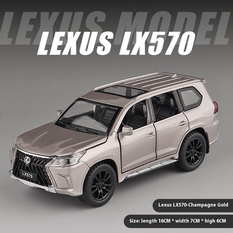 1/32 Scale LEXUS LX570 SUV Alloy Off Road Diecast Metal Model Sound & Light Toy Home Decoration Trendy Ornaments Children Toy Present