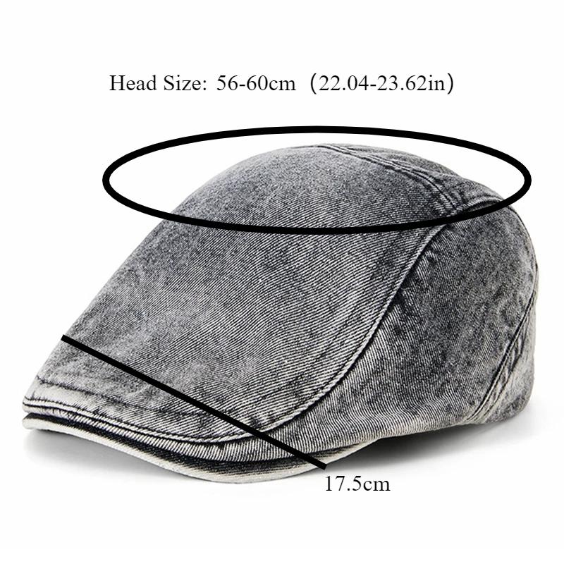 Vintage Washed Denim Flat Cap Dad Distressed Jean Newsboy Hat Men's Casual Style Berets Woman Fashion Ivy Cap