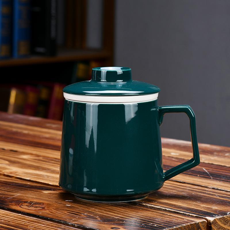 Ceramic Water Cup Teacup With Lid Office Cup Gift Box White Porcelain Cup With Filter Liner Gift