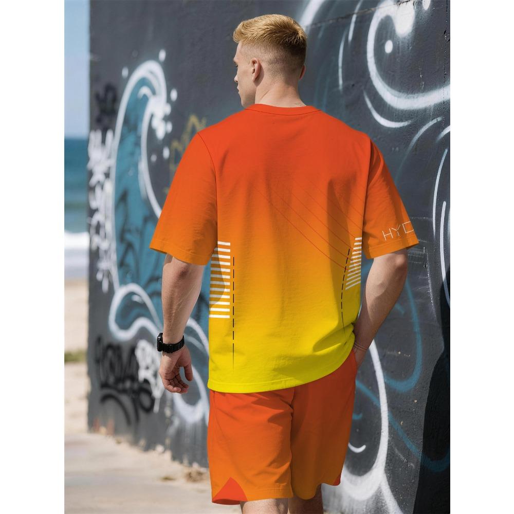 Summer New Men's Short-Sleeved Set with 3D Skull Pattern Print - Street Casual Fashion Comfortable and Soft