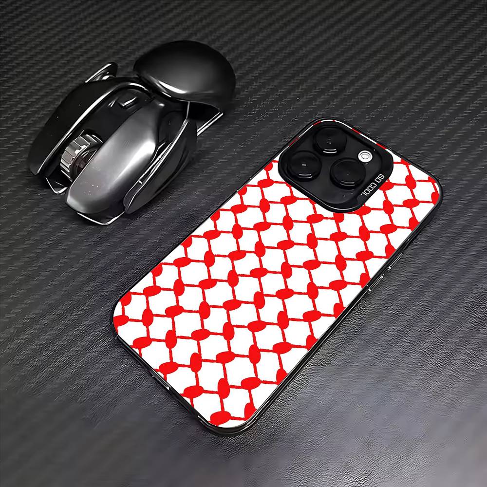 P-Palestine-S Hattah Keffiyeh Phone Case For iPhone17,16,15,14,13,12,11 Plus,Pro Max Colored Silver Plated Inside Cover