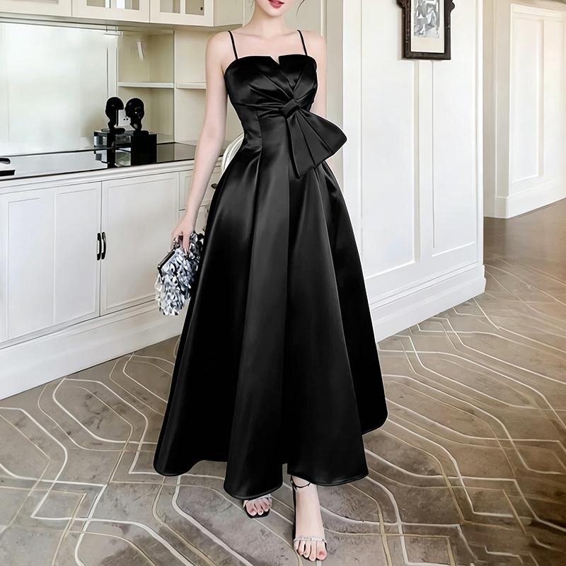 ZANZEA Women Elegant Square Collar Sleeveless Straps Slip Long Dress M чёрный