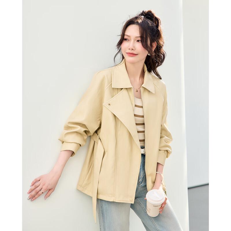 

TERRE BLEUE Retro Short PU Leather Jacket M