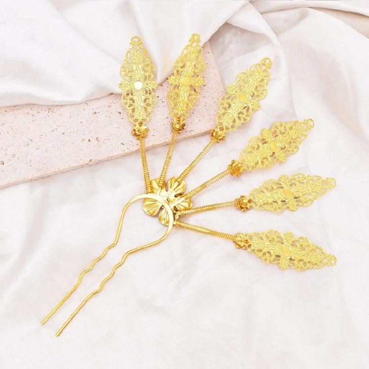 Traditional Thai Peacocks Leaf Hair Decoration Alloy Hair Accesories with Rhinestones Hairpieces for Special Occasion