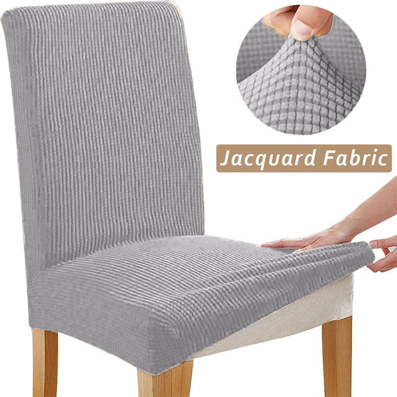 

Corn Kernel Fabric Chair Cover Stretch Long Back Chair Covers Jacquard Dining Room Seat Covers With Back For Wedding Hotel Chair 1 piece