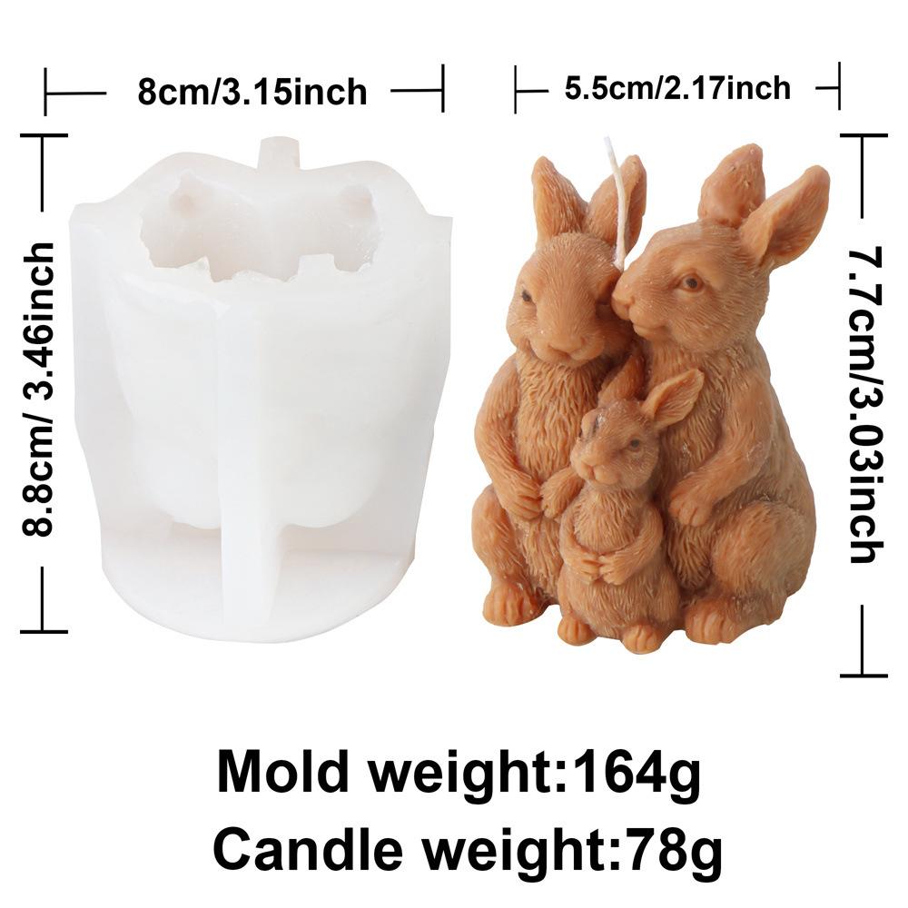 Standing Basketball Rabbit Candle Mold 3D Rabbit Family Size Holding Flower Fragrance Easter Animal Cake Baking Tools Home Gifts