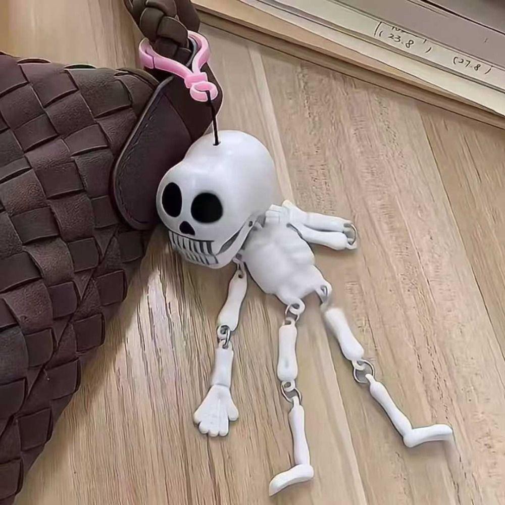Dolls Halloween Skull Pendant Funny Skeleton Keychains Pull String Skull Head Keyring  Students