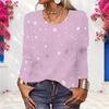 Women Plus Size Round Neck Long Sleeve Light Purple Printed Pullover Sweatshirt