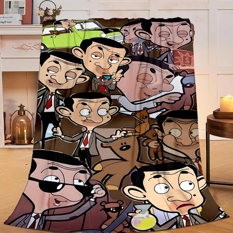 1 Stück Herr. Bean Adventure Flanelldecke Geschenk, Geeignet für Männer und Frauen, Weich, Ideal für Betten und Sofa, Geburtstags- oder Weihnachtsgeschenk