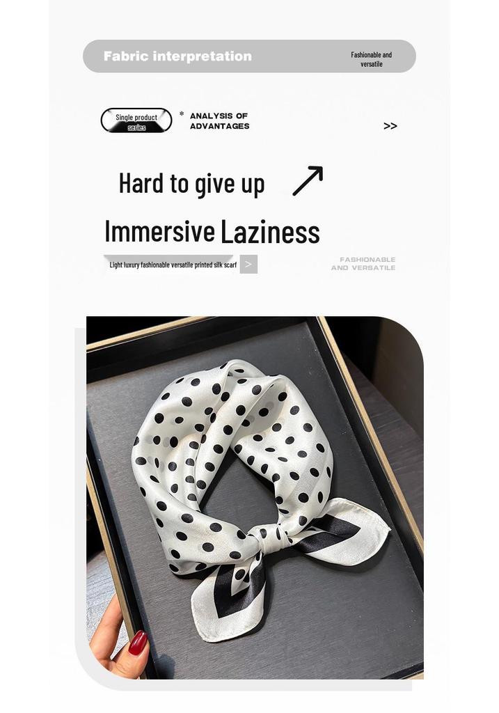 Vielseitiger weißer Polka-Dot-Schal aus Maulbeerseide - Stilvolles koreanisches kleines Quadrat für Frühling/Sommer