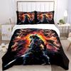 3pcs Samurai Dragon Bedding Set Soft Polyester Down Comforter Cover and Pillowcases, Suitable for All Seasons, Practical Gifts for the Home 0729096