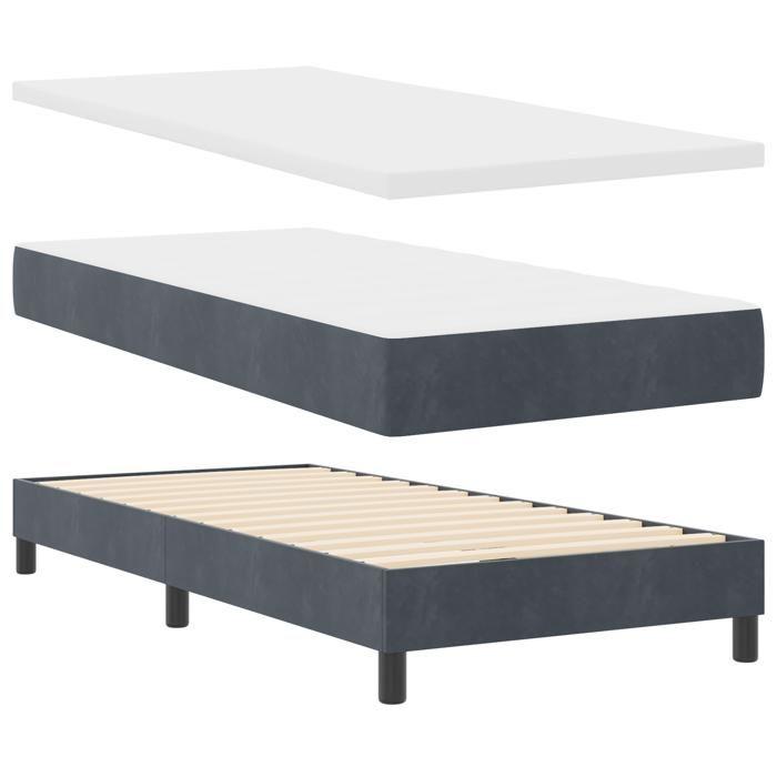 VidaXL Lit à ressorts ensachés avec matelas gris foncé, 100x200 cm, velours 3340323