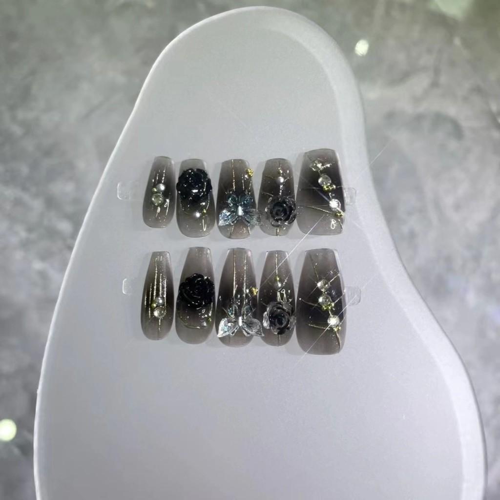 

Черно-золотая бабочка ручной работы нейл-арт наклейка для 3D украшения ногтей для черной девушки L