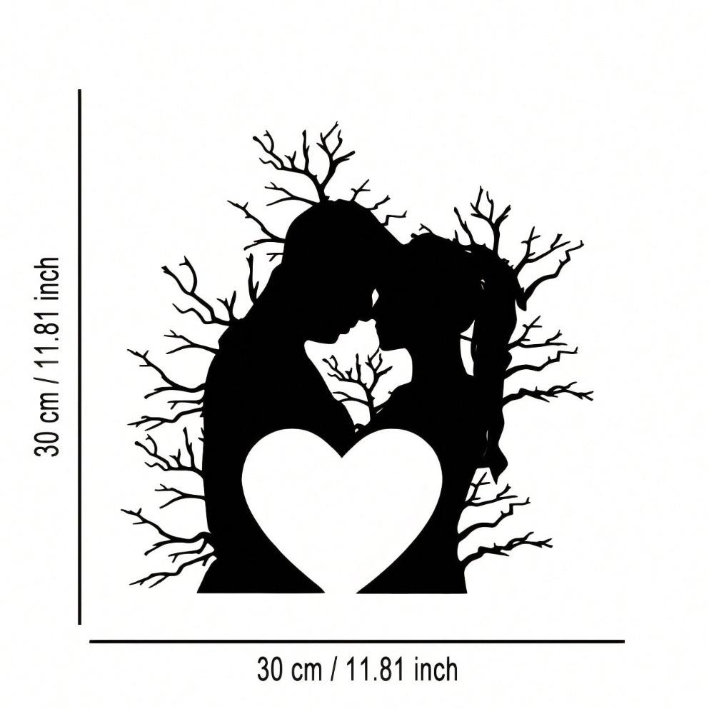 Arte da Parete in Metallo Ramo d'Albero Coppia d'Amore Decorazione Astratta per Casa Ufficio Negozio Bar