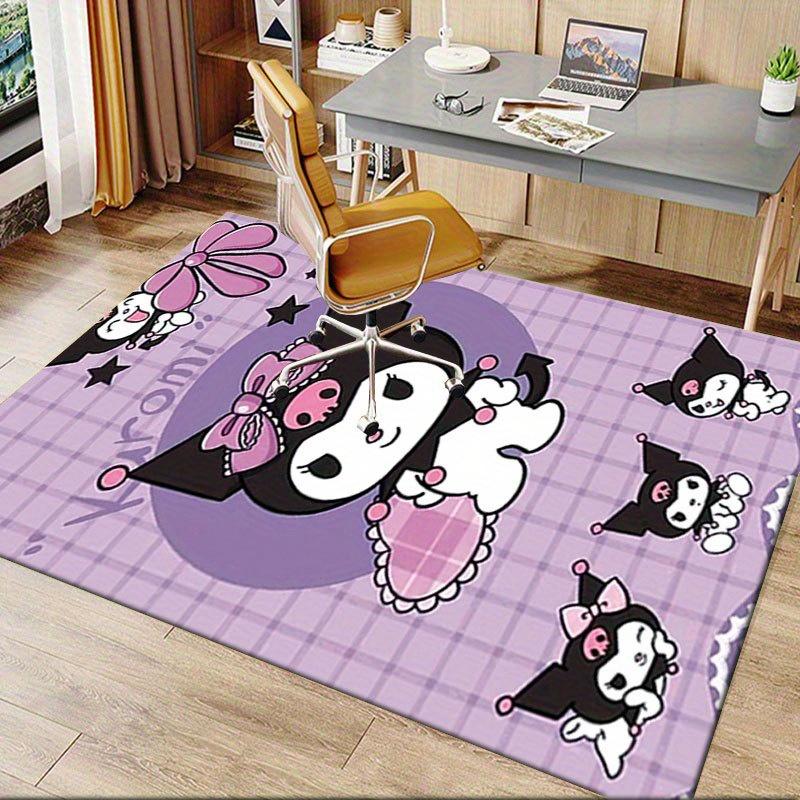 1pc Sanrio Kuromi Mermaid Printed Office Carpet Rectangle Rug Under The Table,Perfect Room Decor for Living Room, Bedroom, Kitchen, Non-slip Floor Mat