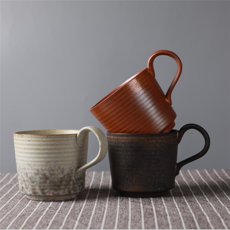 Ceramic Japanese Coarse Pottery Cup Retro Home Coffee Cup Creative Water Cup Breakfast Cup Ceramic Gift Cup