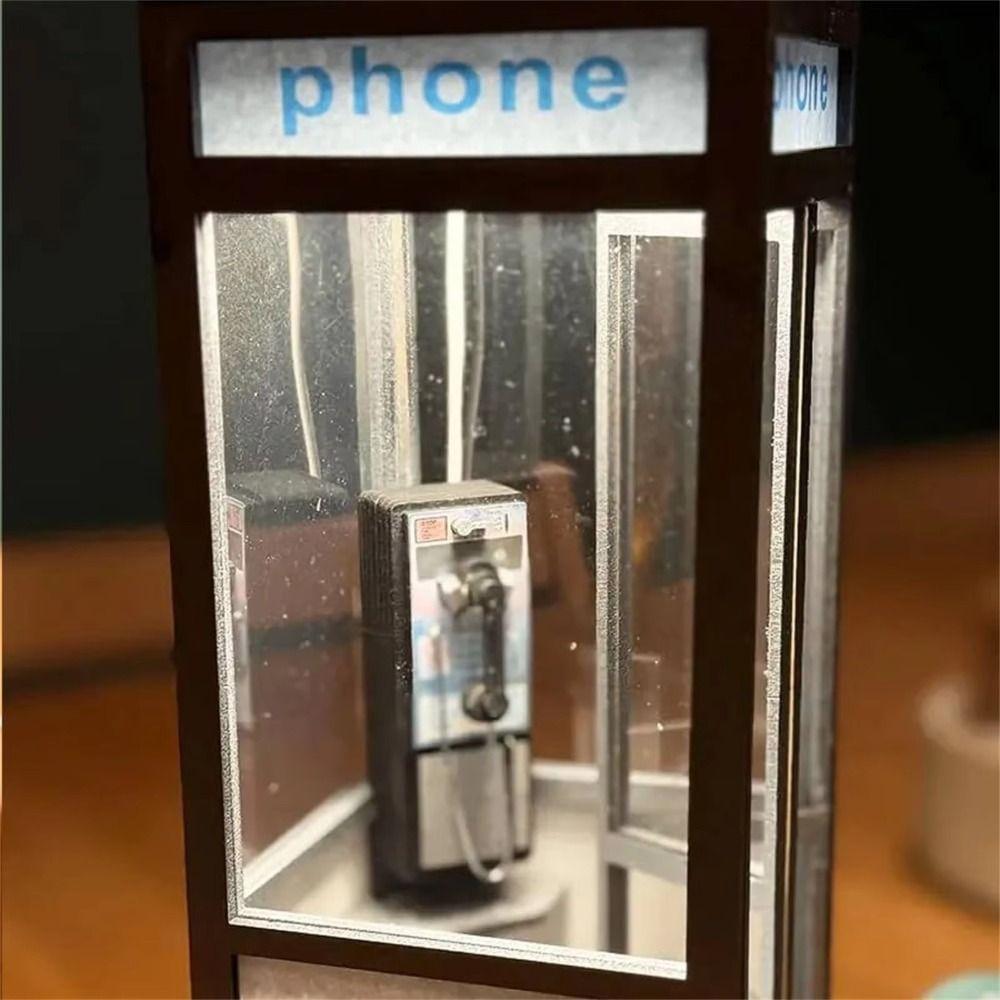 Einzigartige Dekoration Telefonzelle Tischlampe Warmes LED-Licht Klassische Telefonbox-Lampe Telefonzellen-Lampe Café