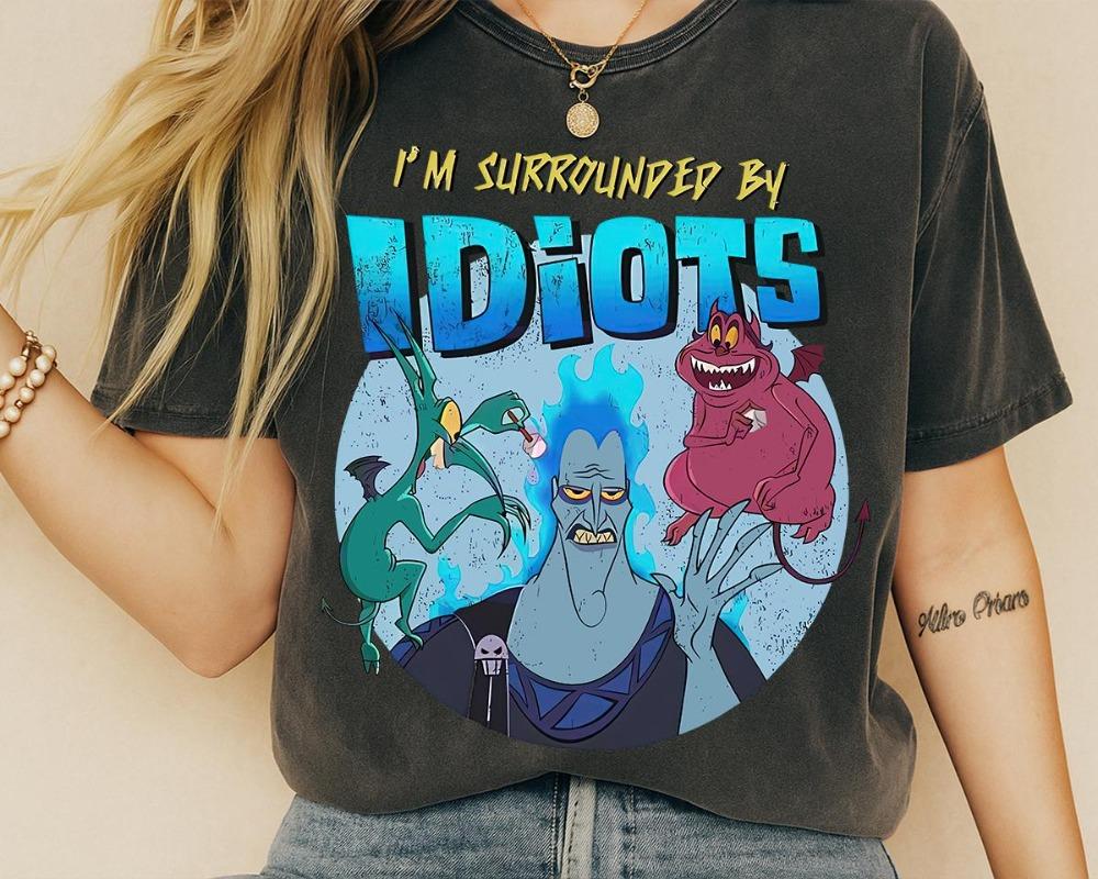 

Retro Hercules Hades Pain Panic Shirt IM Surrounded By Idiots Tshirt Villains Walt World S