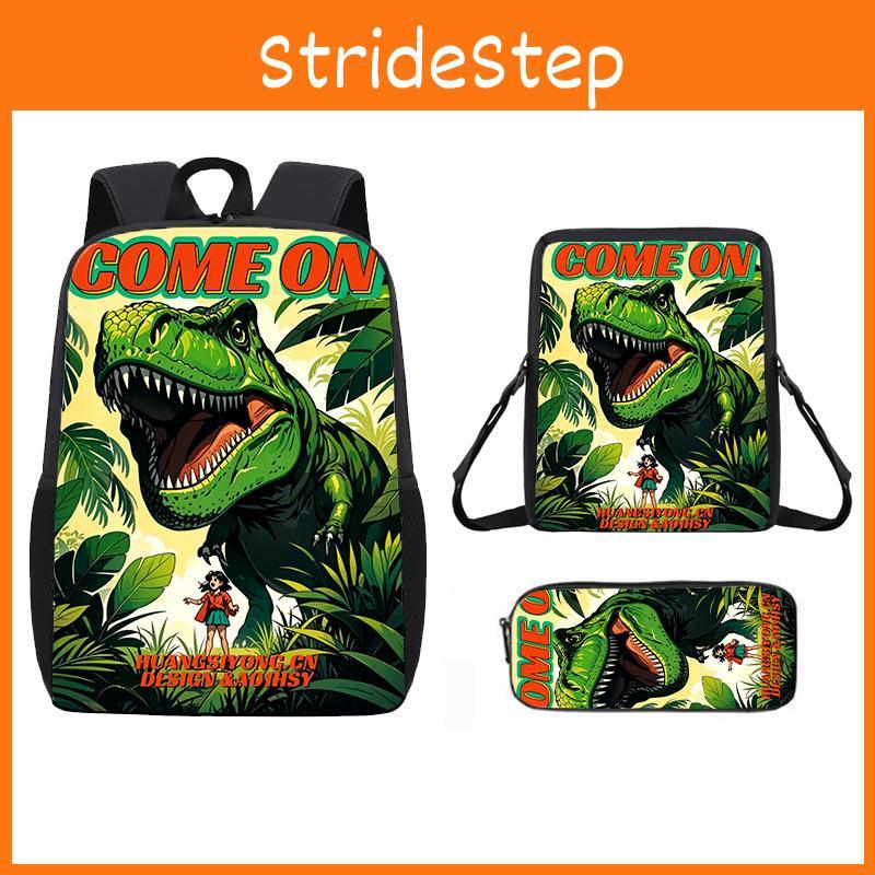 Dinosaur Print Animal Children School Backpack With Durable Material Oxford