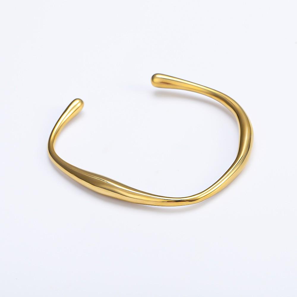 18K Gold-Plated Stainless Steel Geometric Open Bangle Bracelet
