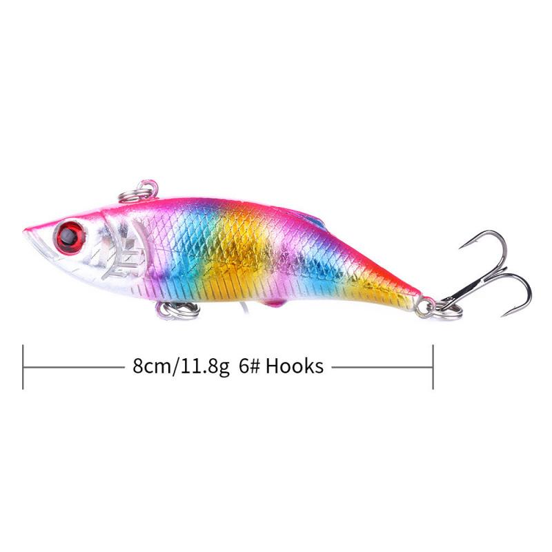Micro-ObjectVIBLure bait8PCSSuit8CM 11.8GPlastic lure for largemouth bass, shiny lure for long-distance casting, freshwater all-