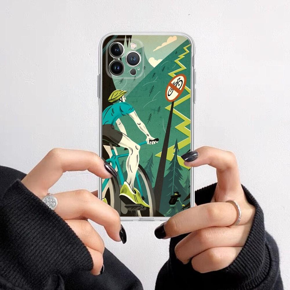 Bike Cycling art Phone Case For iPhone 11 12 13 14 Mini Pro Max XR X XS TPU Clear Case For 8 7 6 Plus SE 2020