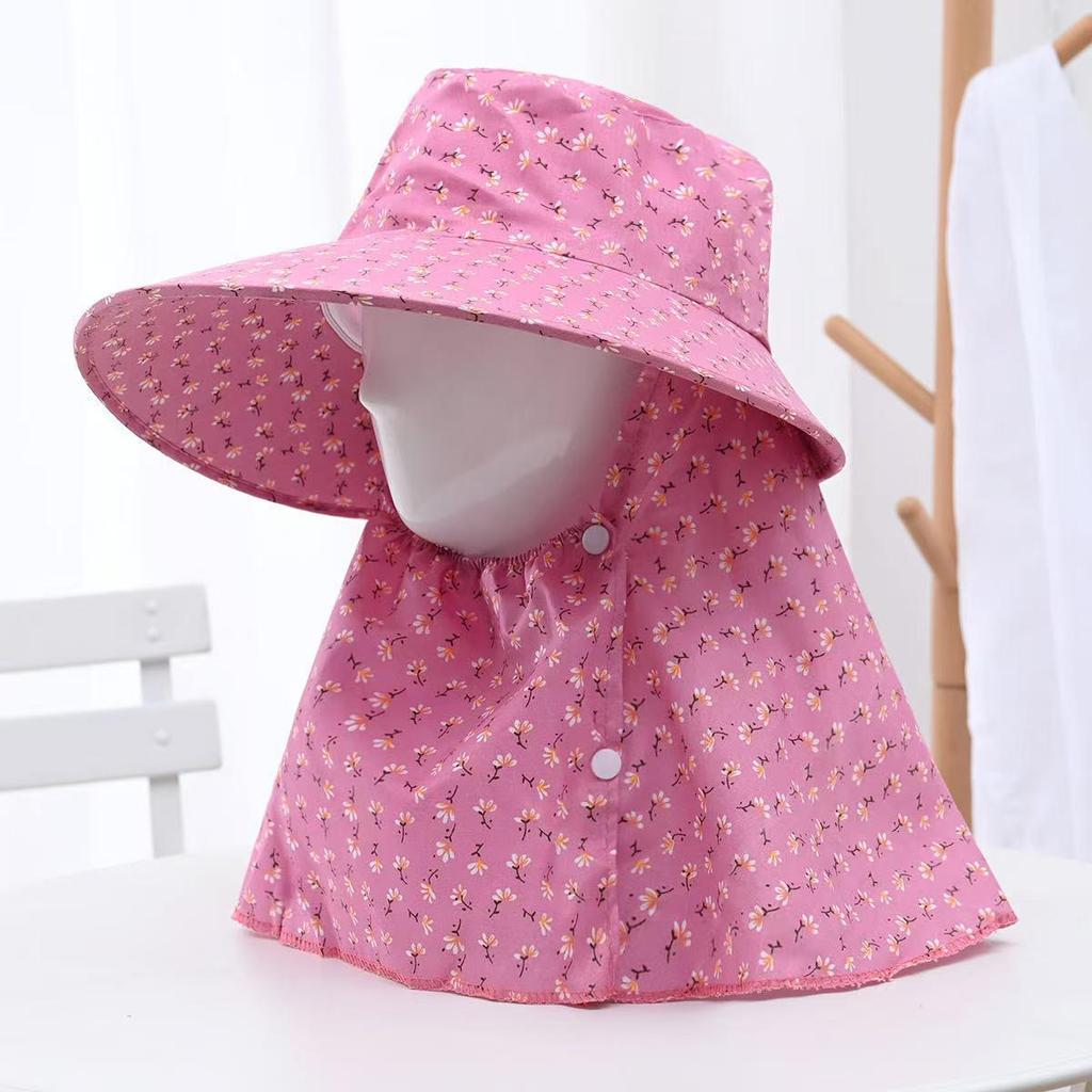 Women's Sun Protection Wide Brim Hat with Face Mask - UV Protection for Summer Activities