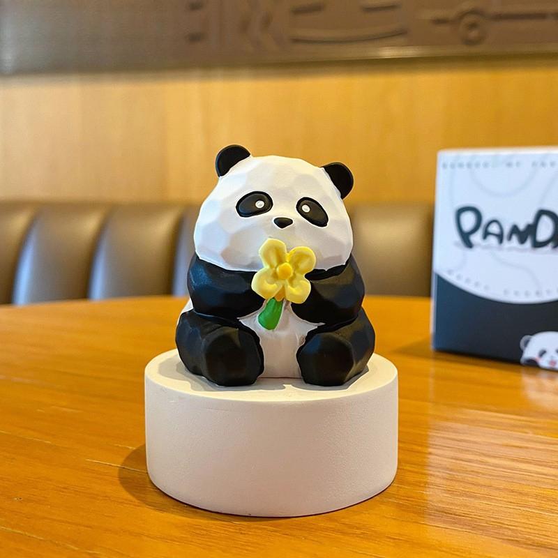 

Милая и изысканная полимерная фигурка, настольное украшение для Flu Panda Car, автомобильные украшения Flower-viewing style