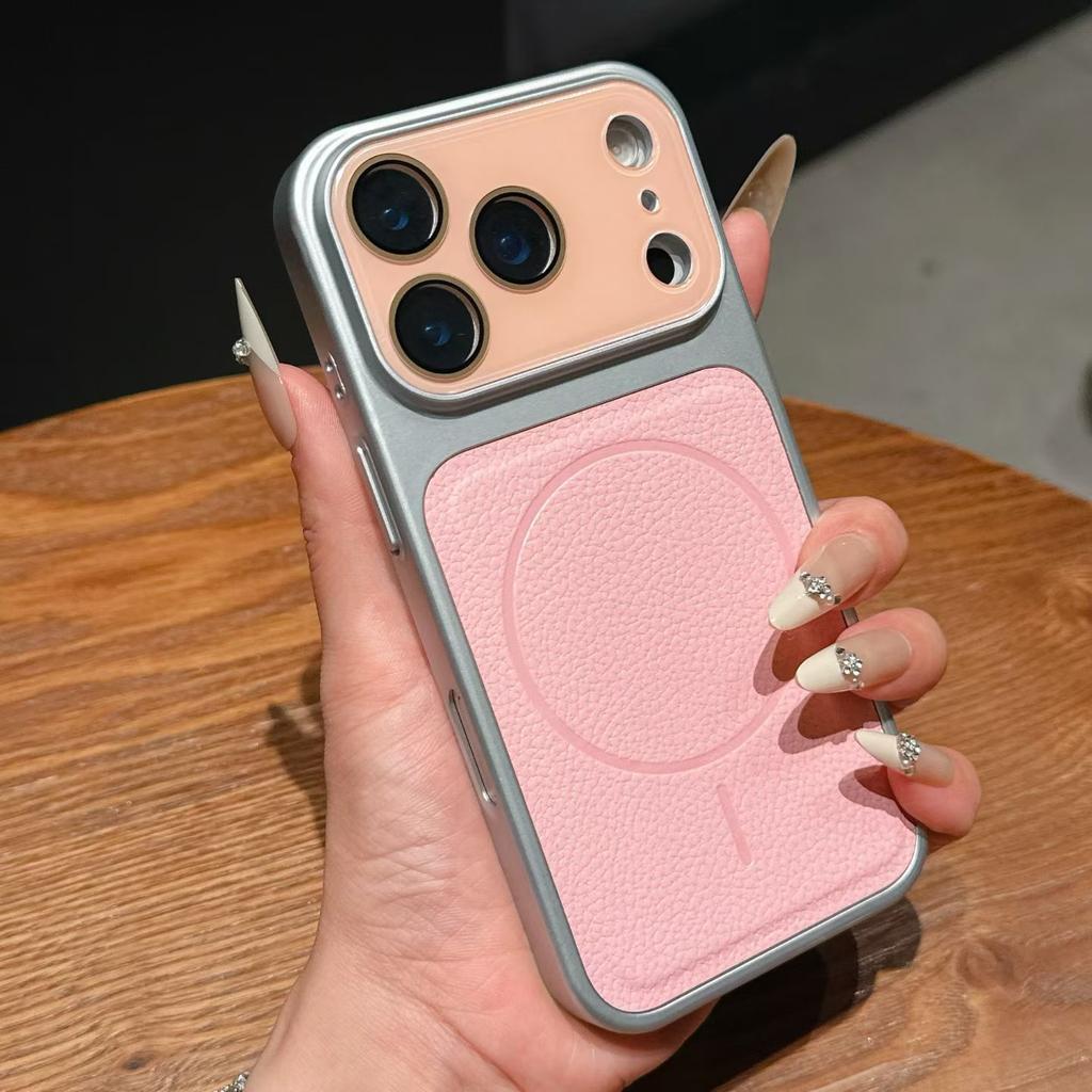 Glass lens film dopamine lychee pattern second change Apple 17Promax magnetic mobile phone case for iPhone16