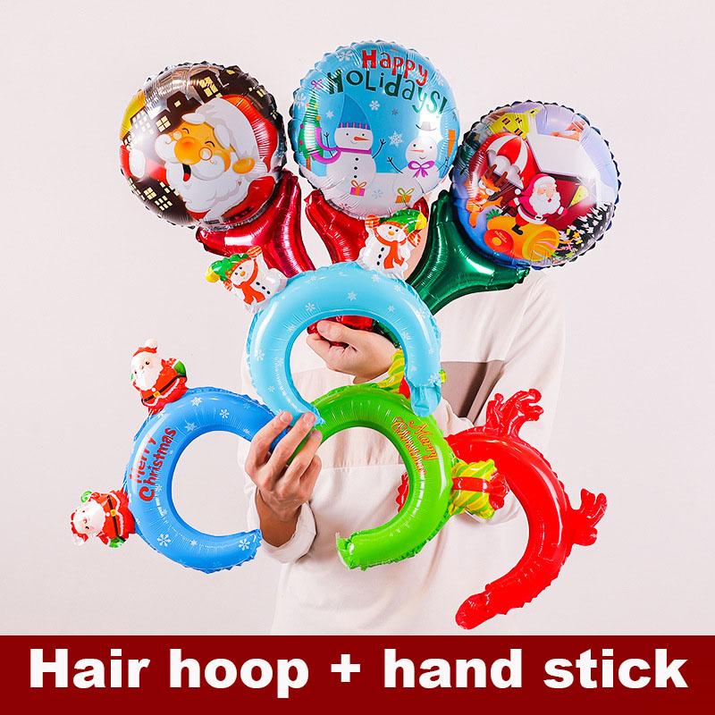 

Christmas Decoration Cartoon Aluminum Film Balloon Holding Stick Children s Small Gifts Kindergarten Activity Scene Layout 3pcs