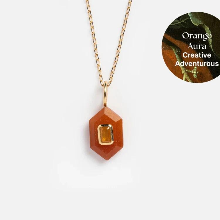 Natural Stone Energy Necklace Women'S Style Stainless Steel Sense Color Retention Fashion