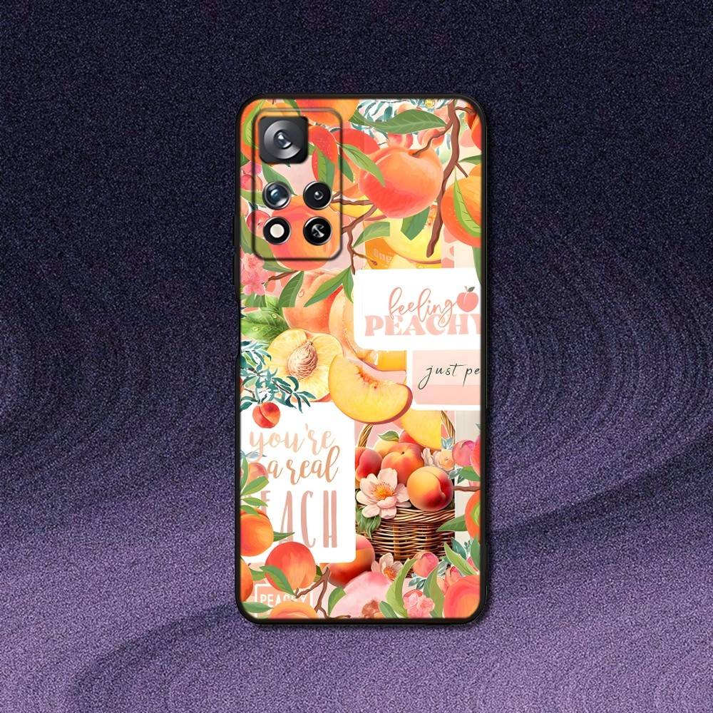 Peach Peachy Cute Phone Case For Samsung S10,S21,FE,S21,Note 20,10 S25,S24,S23,Ultra,S9,S22,Plus Soft Silicone Black Cover