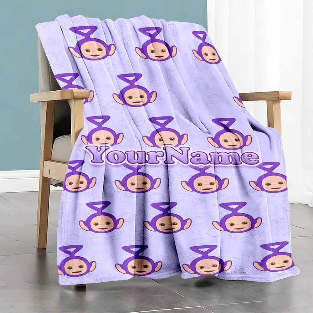 Teletubbies Personalized Text Blanket Gift Customizable Blanket Durable Comfort Suitable for Office Bedding Office Chair Bed Ideal for All Seasons