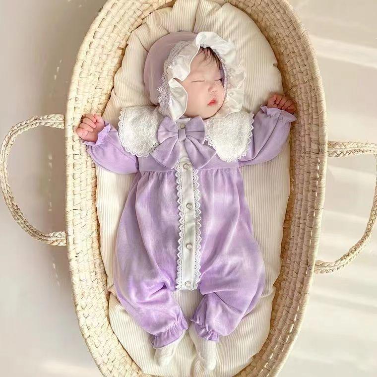 Stylish Girls' Long Sleeve Princess Romper and Harem Pants Set for Babies