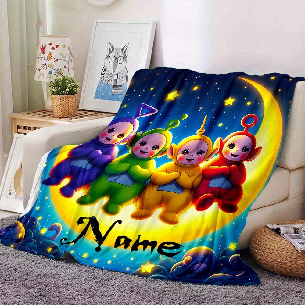 Teletubbies Moon Stars Blanket Soft And Cozy Custom Name Gift For All Holidays Home Decor Office Nap Outdoor Holiday Gift Playful Design Polyester