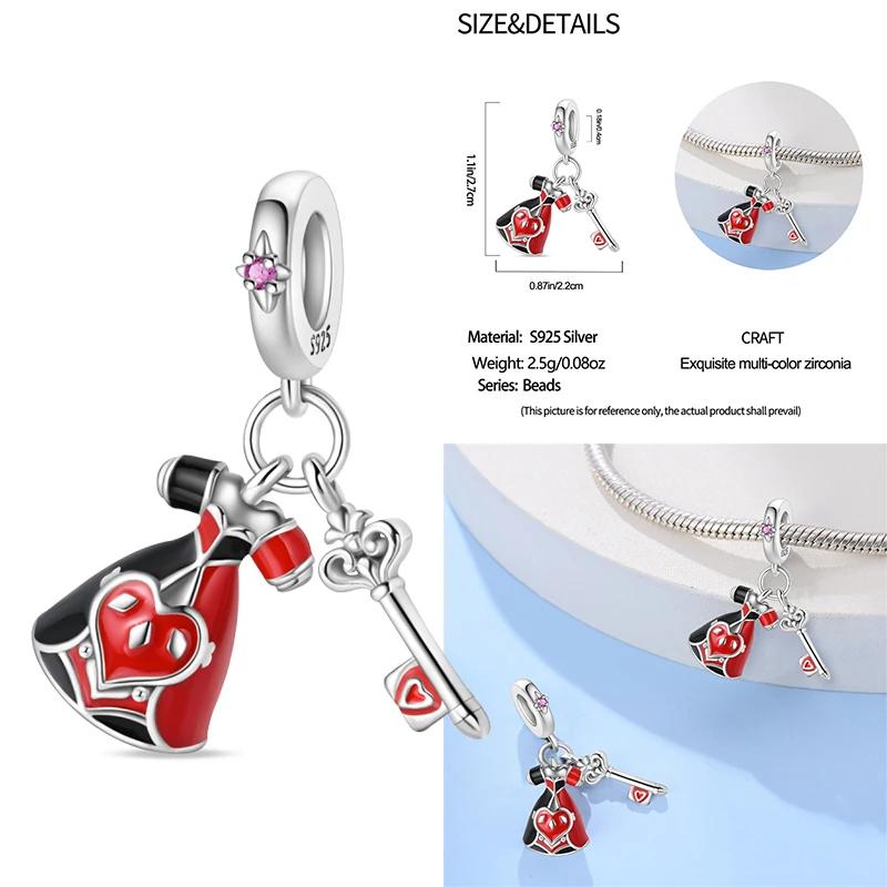 100% Copper Exquisite Tarot Cards Bracelet Pendants Blood Red Fire Snake Rose Charms Beads Diy Jewelry For Women