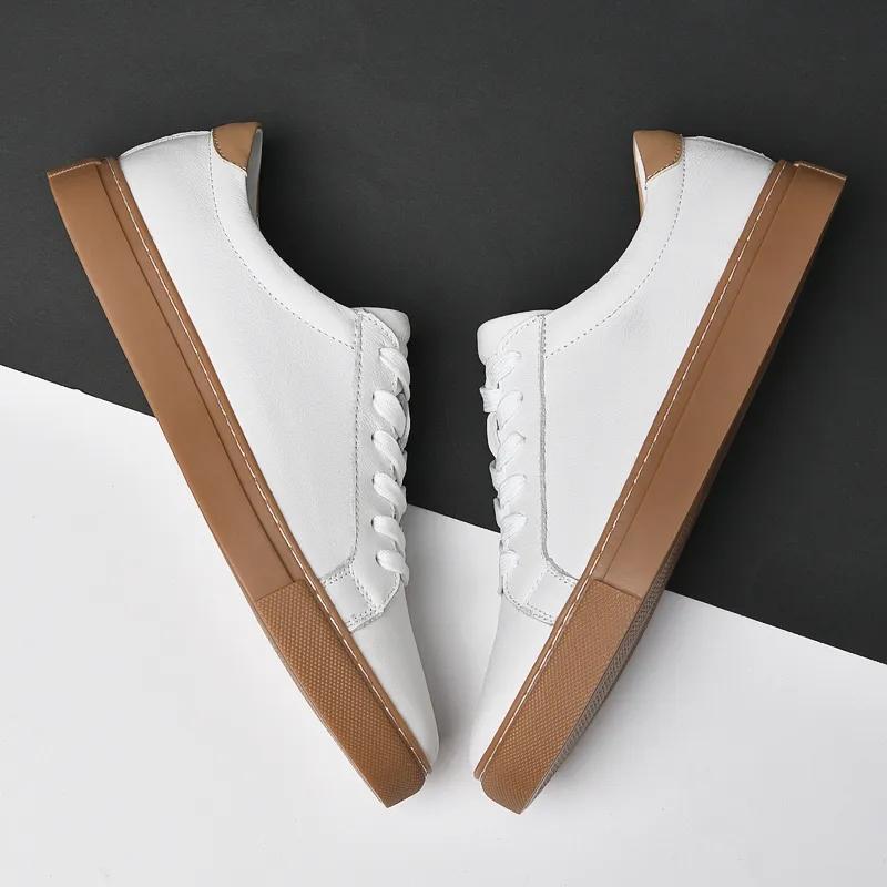 Fashion Plus Size 36-49 Men Casual Shoes Genuine Leather Mens Shoes Comfortable Sneakers Man Loafers Breathable High Quality White Shoes