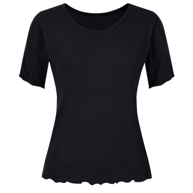 Shop   Women U Neck Ribbed SilkeT ShorT Sleeve T shirT Gray Dai Wsh 20553