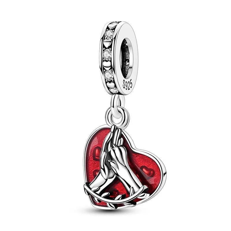 Original Copper Red Series Charms Heart Butterfly Flowers Apple Beads Pendants Fit Bracelets Diy Fine Jewelry Gifts