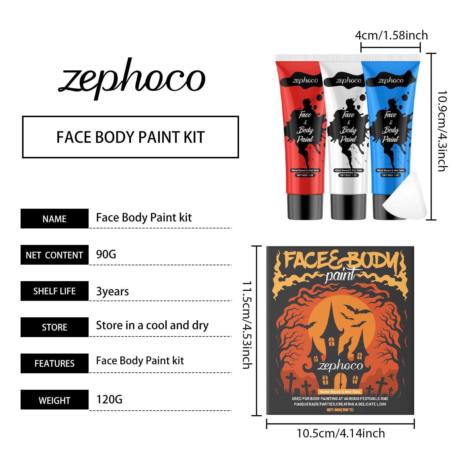 

ZEPHOCO Набор красок для лица и тела & Краска на Хэллоуин & Маскарадная краска Хэллоуин & Высокопигментированный макияж & Ролевые игры