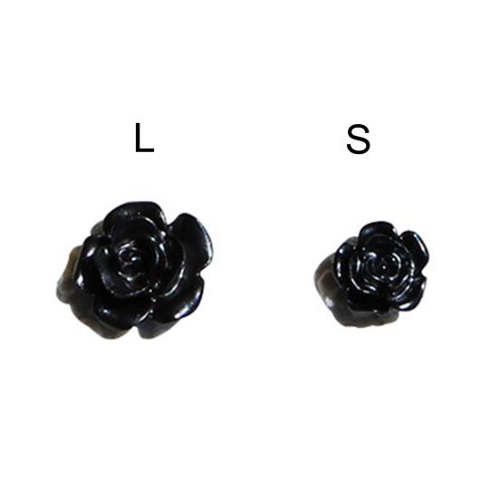 50Pcs/Bag Nail Accessories Creative Three-dimensional Resin Functional Black Rose Rhinestone for Party