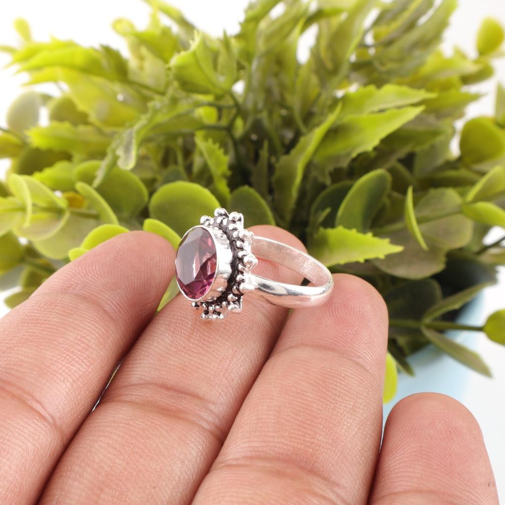Genuine Rhodolite Gemstone 925 Solid Silver Jewelry Handmade Ring For Valentine RR-7-50