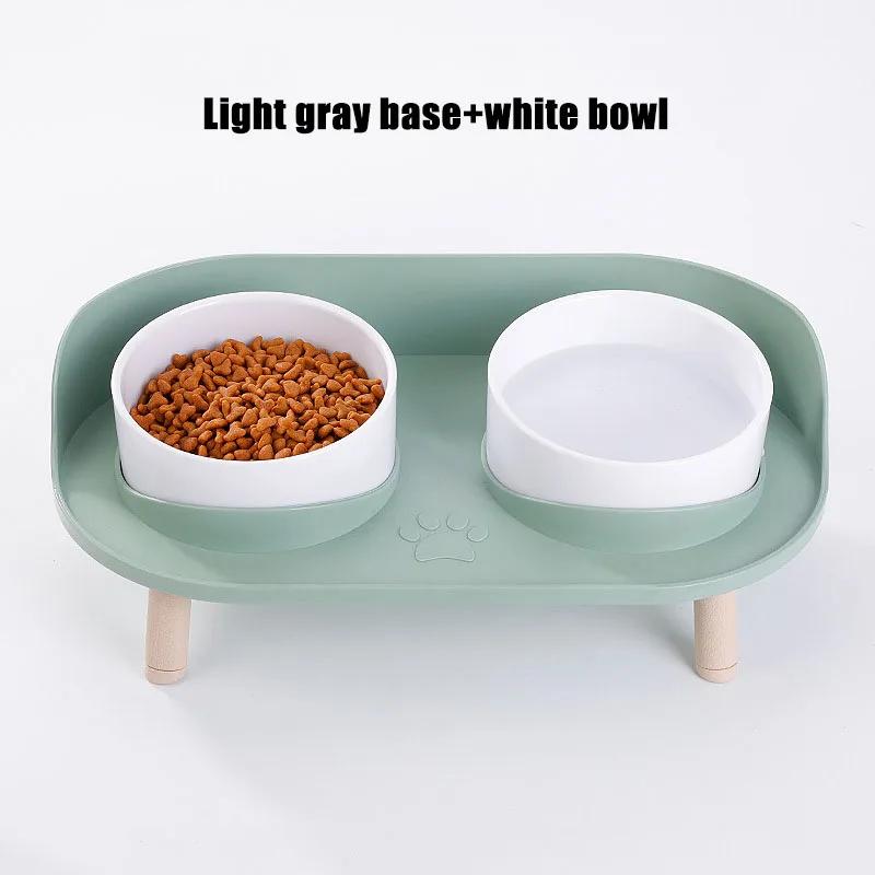 Cat Double Bowls Feeder Adjustable Height Pet Cats Drinker Water Bowl Elevated Feeding Kitten Supplies Food Feeders Dogs Dish