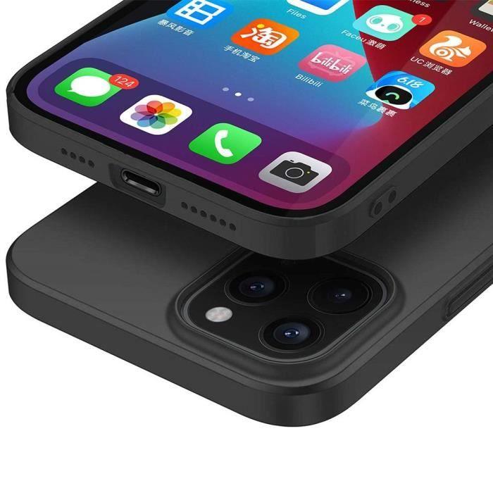 Coque pour iPhone 12 Pro Max - E.F.CONNECTION - Souple Silicone - Verre trempé - Protection anti-choc - Noir