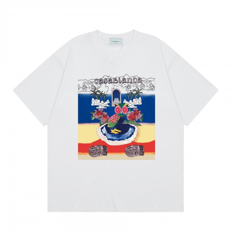 Casablanca Streetwear T-Shirt Men Women Loose Fit Short Sleeve Casual Tee High Street Style