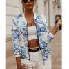 Long Sleeved Printed Short Jacket for Women's Clothing