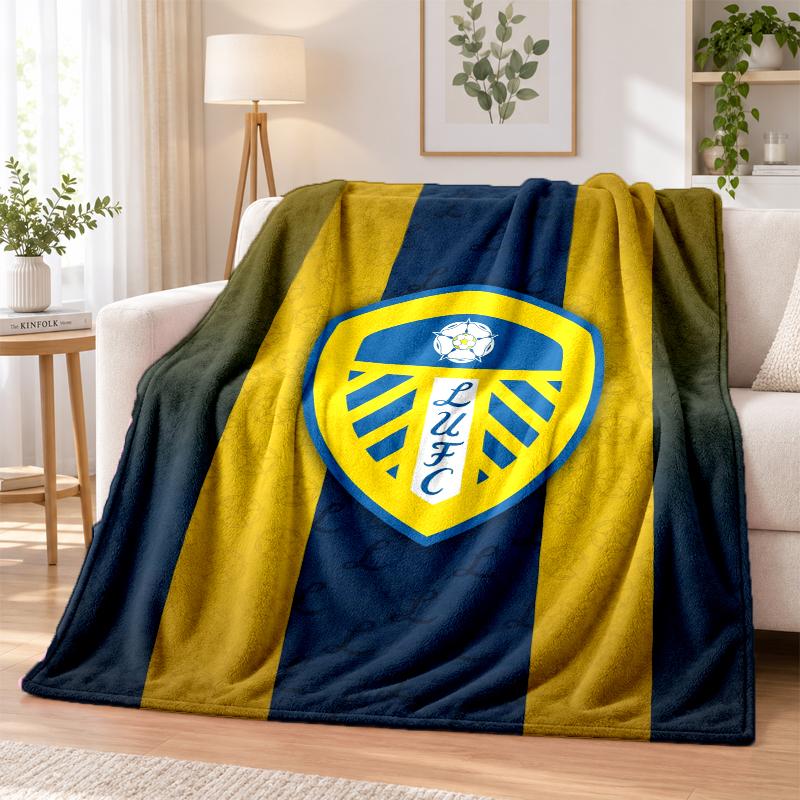 Leeds United Printed Flannel Blanket Warm Comfort Bed Throw For Indoor Home Decoration