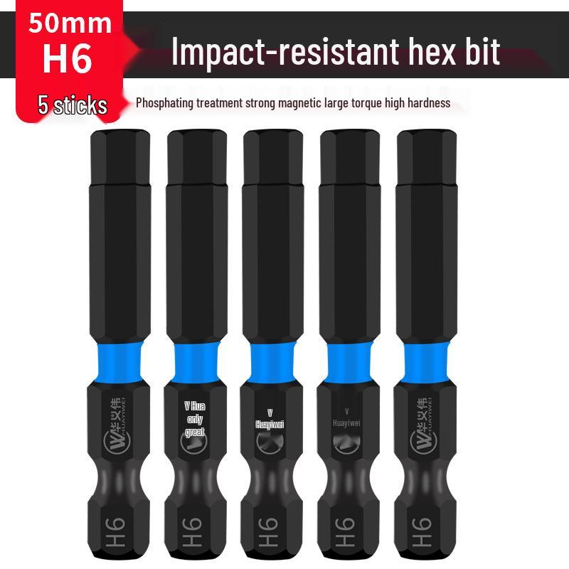 Extended S2 Air Pneumatic Screwdriver Hex Bit Set - Strong Magnetic, Super Hard, Non-slip
